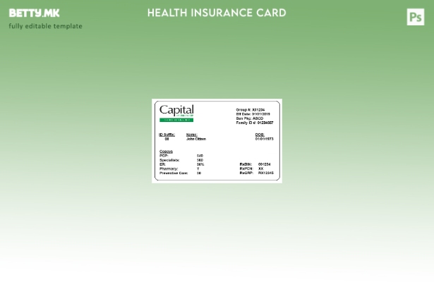 Шаблон за картичка за здравствено осигурување во Вануату во модерен стил